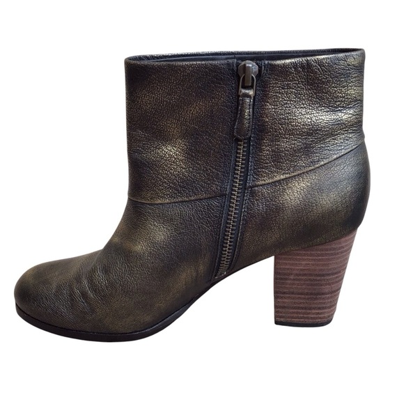 Cole Haan Cassidy Leather Bootie Bronze Metallic Ankle Boots - Picture 6 of 10